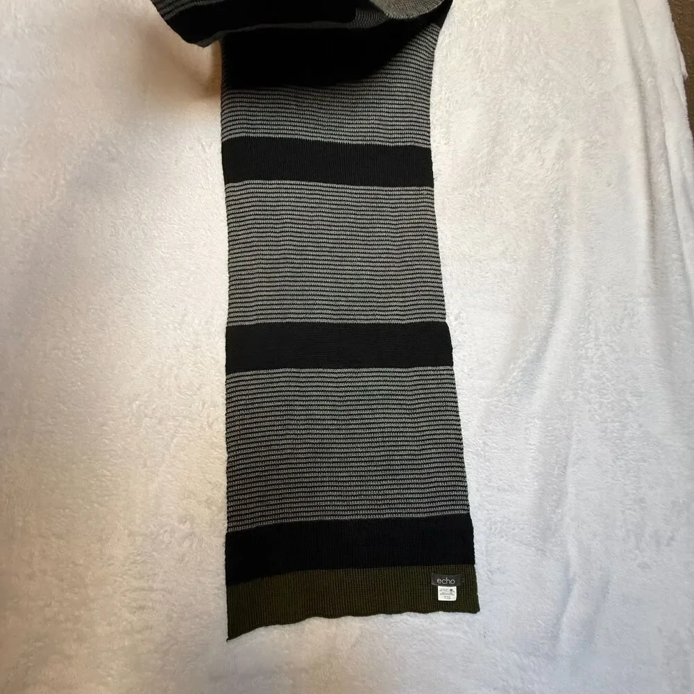 ECHO Men's/ Unisex Striped‎ Wool Blend Striped Scarf Winter, Comfy, Casual
